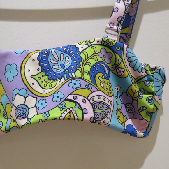 THE HIPPIE SHAKE Marcie Psychedelic Floral Bikini Top Retro 70s Swim Boho - Picture 3 of 14